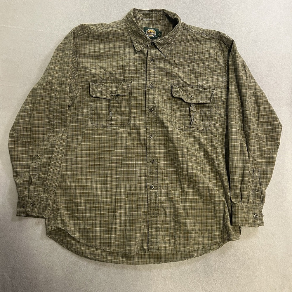 Cabela's Shirt Men's Size XL Tall Plaid Cotton Button Up Dual Front Pocket